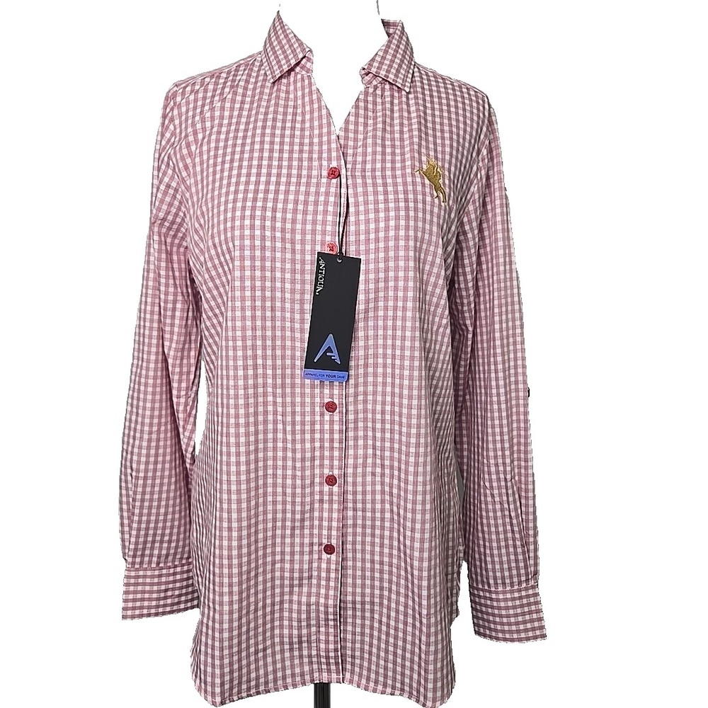Antigua Women's Button Up Long Tab Sleeve Shirt Top Large NWT $39